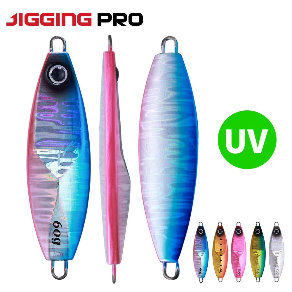 

Jiggingpro UV 60g 80g 100g 150g Metal Jig Slow Jigging Jigging Lure Bait Fish Saltwater Jigging Lure Casting Jigs