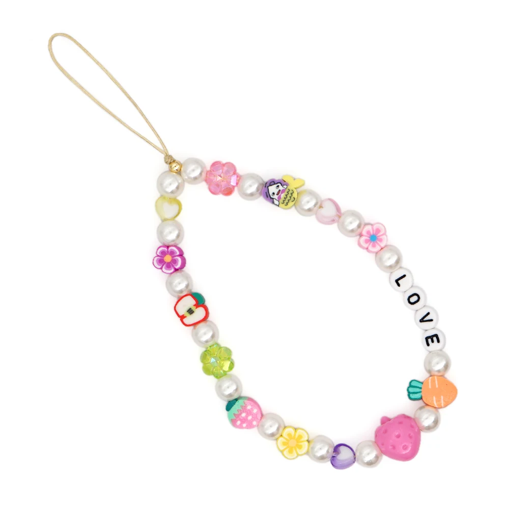 

Colorful Fruit Beads Chain Lanyard Strap Cord for Mobile Phone Anti-lost Chain for Women Cellphone Accessories
