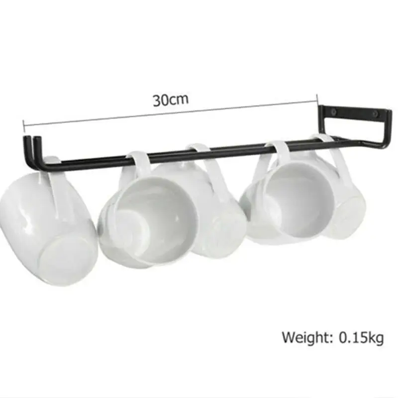 

Kitchen Restaurant Wall-Mounted Wine Glass Storage Metal 2/4 Cup Pack Decor Rack Home Kitchen of Holder Shelf Organizers C8M3