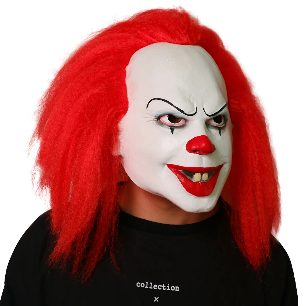 Movie It Chapter Two Stephen King's Pennywise Cosplay Masks Red Hair Clown Joker Halloween Props Latex Full Face | Тематическая