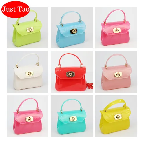 

Just Tao! Hot Sale Childrens Fashion Jelly handbags Baby kids mini totes Girls small Messenger bag Little Kid coin purse JT022