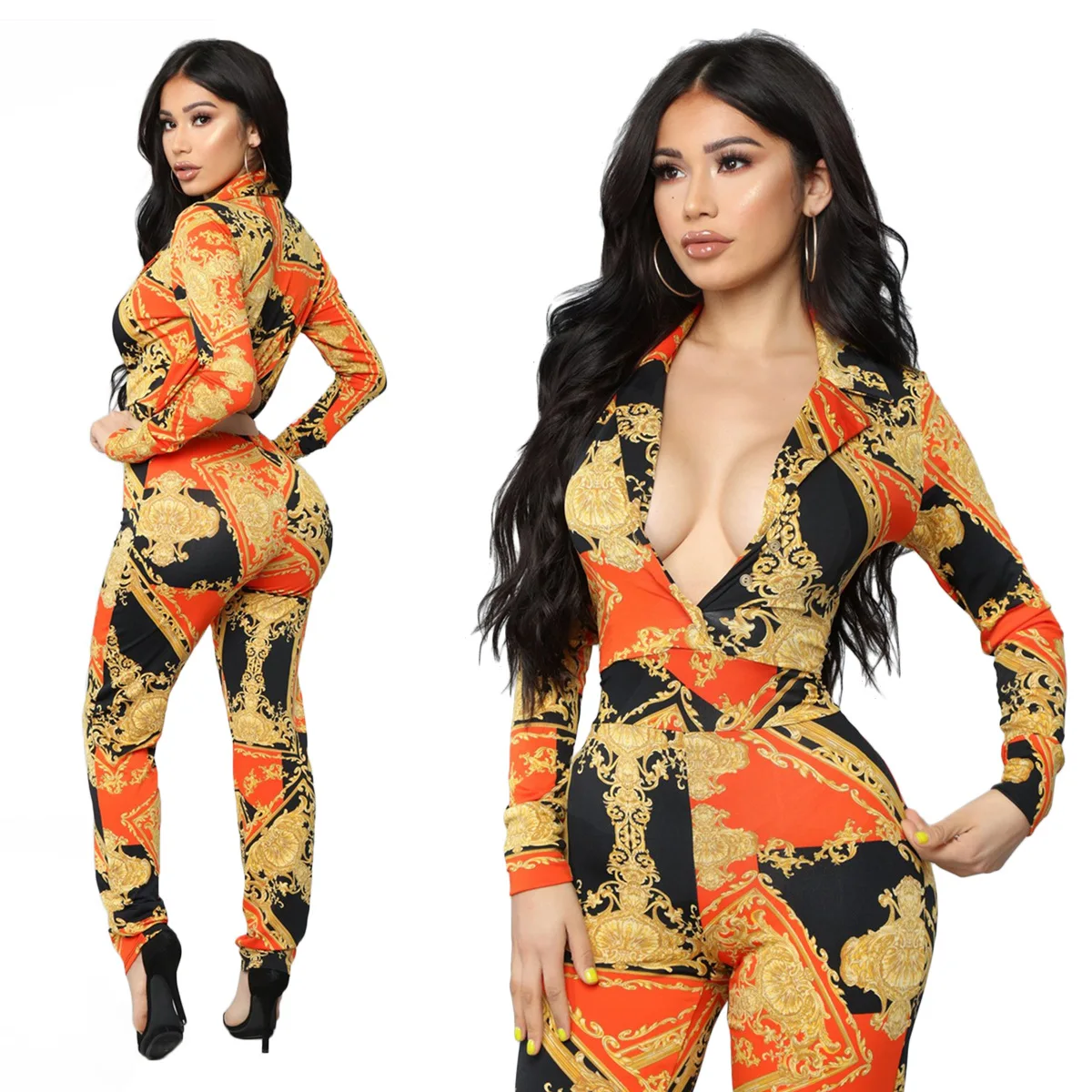 Новинка 2019 года. Модные женские Комбинезоны для ночных клубов с v образным