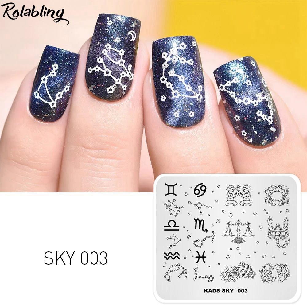Rolabling Sky Constellation Twins Libra Crab Pisces Scorpio Aquarius шаблоны Сделай Сам изображение маникюрная