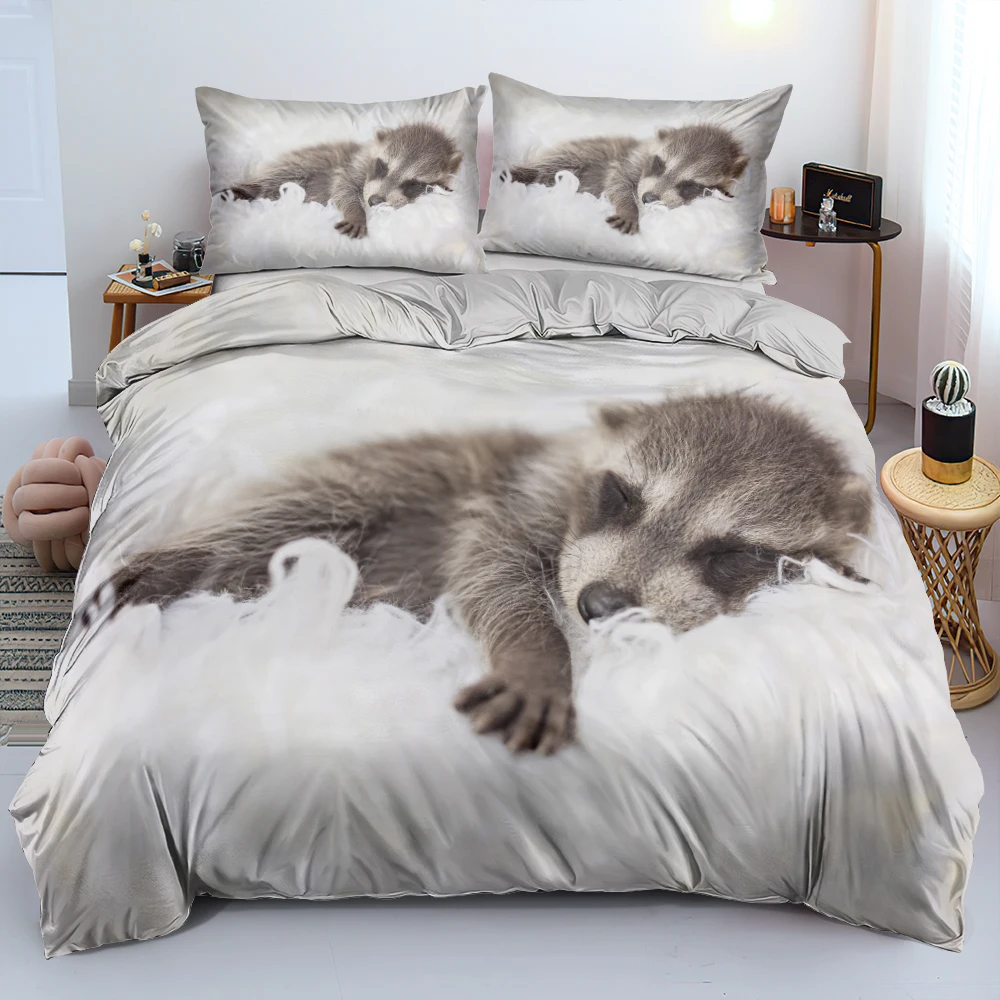 

3D Custom Design Linens Bed Cute Animal Raccoon Quilt/Blanket Cover Twin Double King Ultra Soft Home Textile Fashion Design