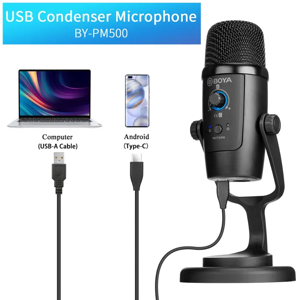 

BOYA BY-PM500 Type-C Smart phone Omnidirectional Cardioid MIC For Youtube Live Video USB Condenser Microphone