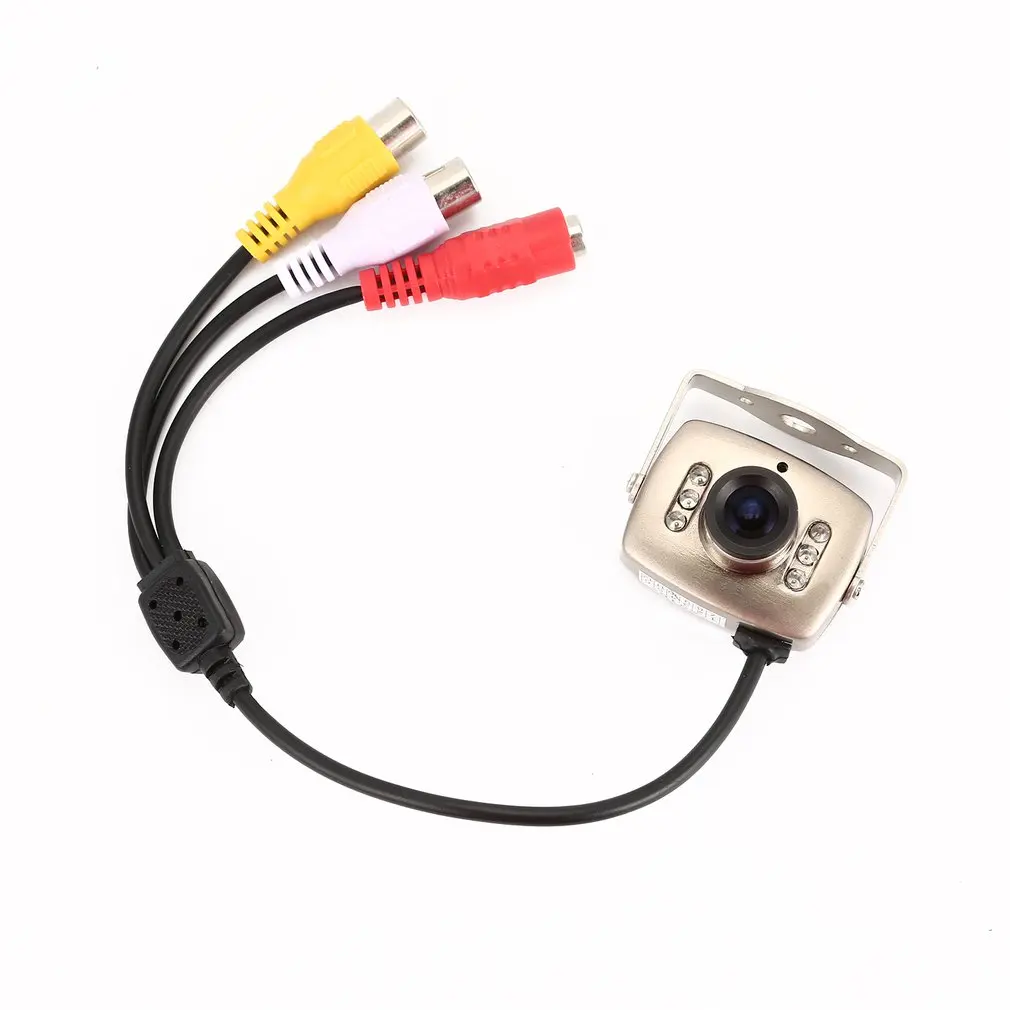 Серебристая ИК Проводная Мини-камера видеонаблюдения с цветным ночным видением