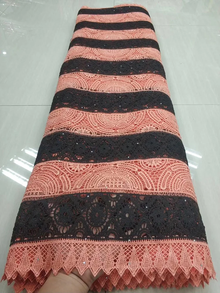 

New arrival water soluble chemical lace fabric with stones TCC2 double-colors design for daily dress African cord lace Fabric