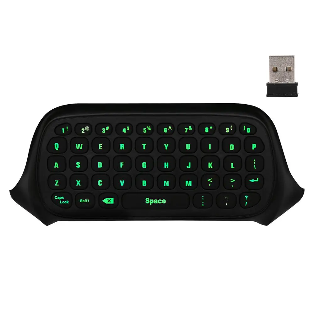 

Мини-клавиатура MoKo Xbox One с зеленой подсветкой, беспроводной приемник 2,4 ГГц, клавиатура для сообщений и игр, с гарнитурой и аудио
