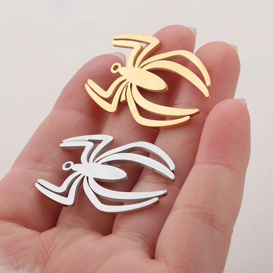 

100% Stainless Steel Spider Charm Pendant For Jewelry Making Wholesale 10pcs