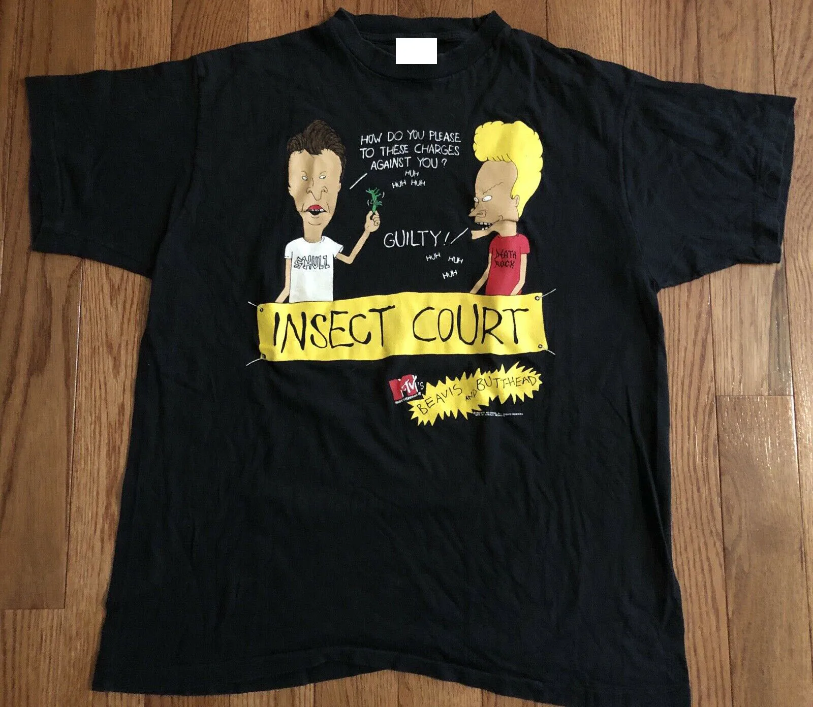 Винтажная черная футболка Beavis And Butthead Insect Court MTV John Wick Billie Eilish Xxxtentacion с коротким