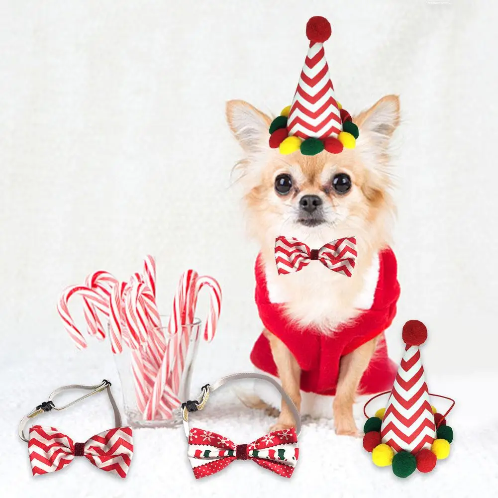 Рождественский костюм для питомца Рождественская шляпа собаки галстуки бабочки
