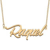 raquel name necklace for women stainless steel jewelry 18k gold plated nameplate pendant femme mother girlfriend gift
