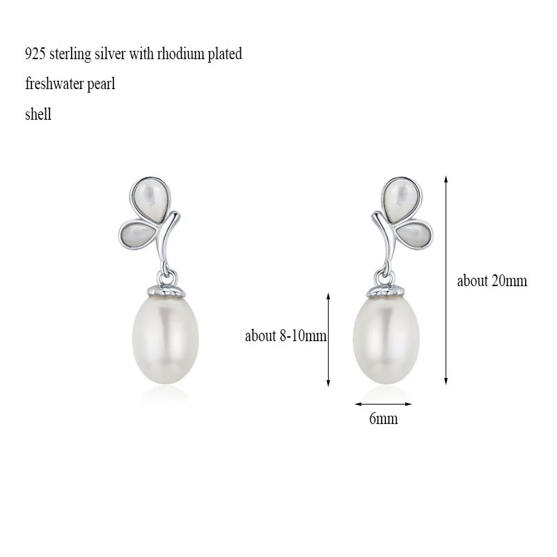 Женские серьги-гвоздики из серебра 925 пробы с пресноводным жемчугом