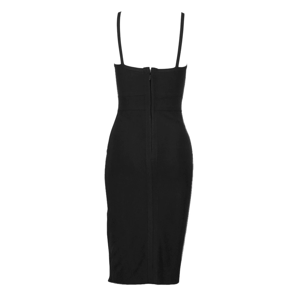 

2019 High Quality Deep V Neck Bodycone Side Split Celebrity Party Wear Spaghetti Bodycone Bandage Dress