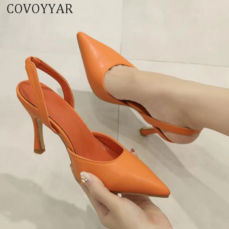 Туфли лодочки COVOYYAR женские на высоком тонком каблуке с острым носком элегантные