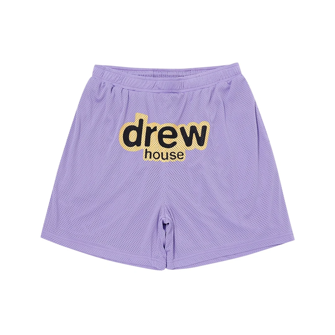 

Justin Bieber Drew House Mesh Shorts Men's Hiphop Short Breathble Hole Drew House Letter Print Fast Dry Shorts Male Beach Shorts