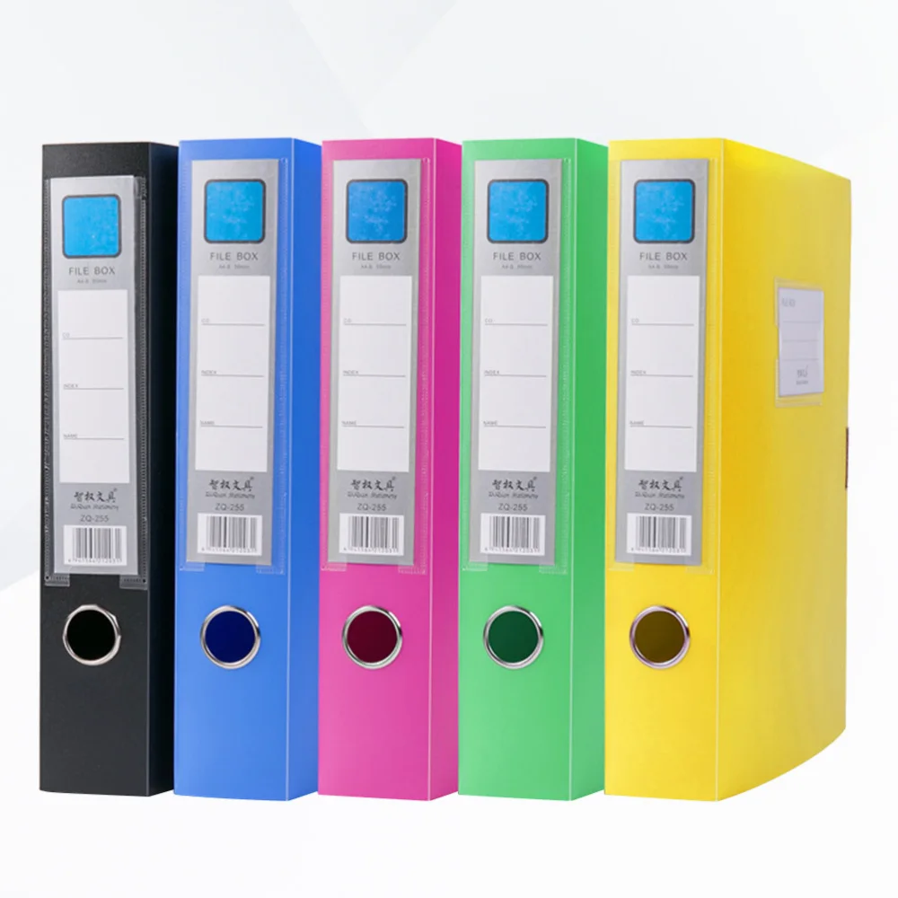 

5pcs Colorful File Holders Plastic Document Boxes Folding File Storage Case Organizer for School Office (Mixed Colors)