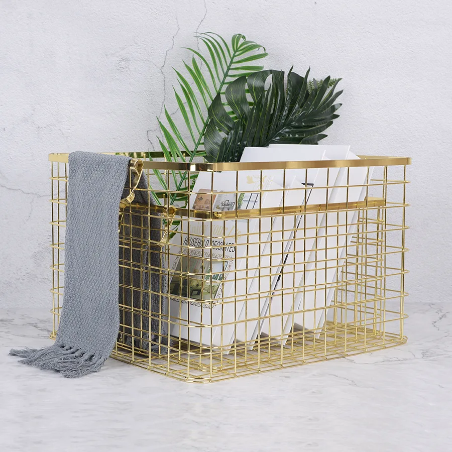 

Корзина с ручкой в скандинавском стиле, золотая корзина для дома, корзина для грязной одежды