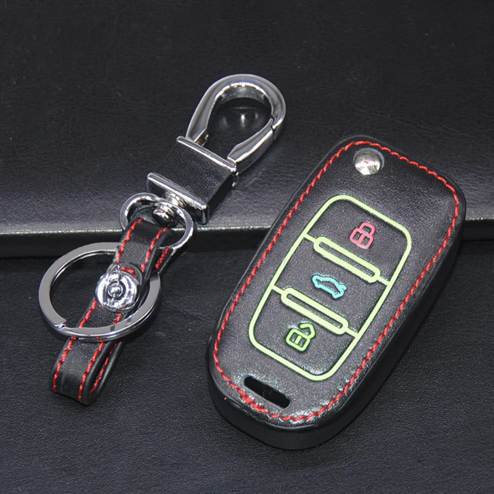 

New Car Key Cover Leather Key Fob Case Flip Protetcor Remote Key Case Protector For VW Bora Lavida Tiguan Passat Jetta Santana