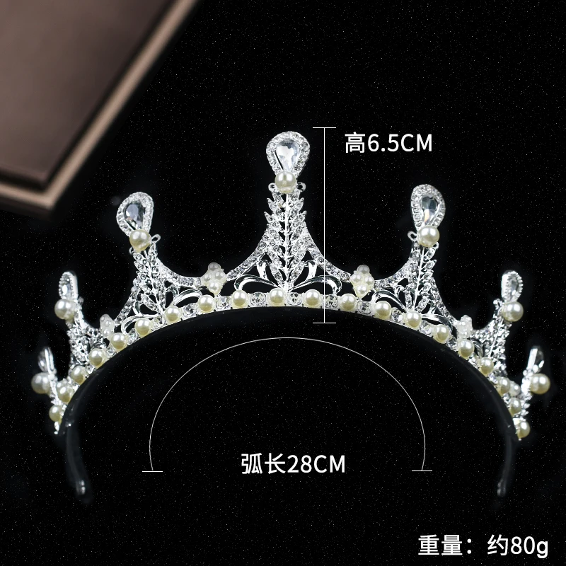 

Trendy Crystal Pearl Bridal Crown Tiara Hair Jewelry Princess Pageant Crown Headpieces Bride Tiaras Wedding Hair Accessories