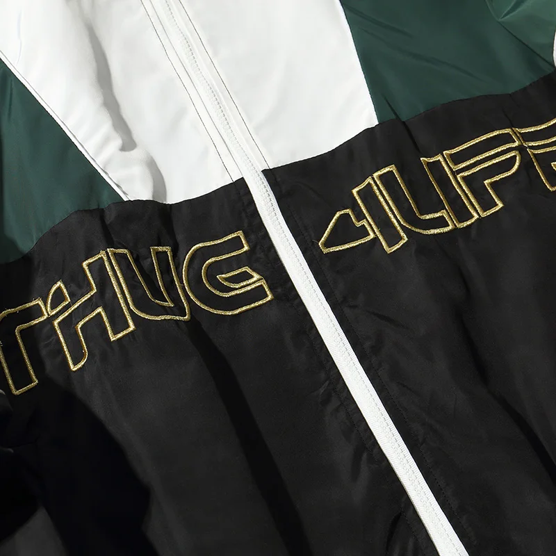 

2020 Autumn Men Hip Hop Jacket Coat Color Block Patchwork Track Jacket Windbreaker Oversized Retro Vintage Streetwear Harajuku