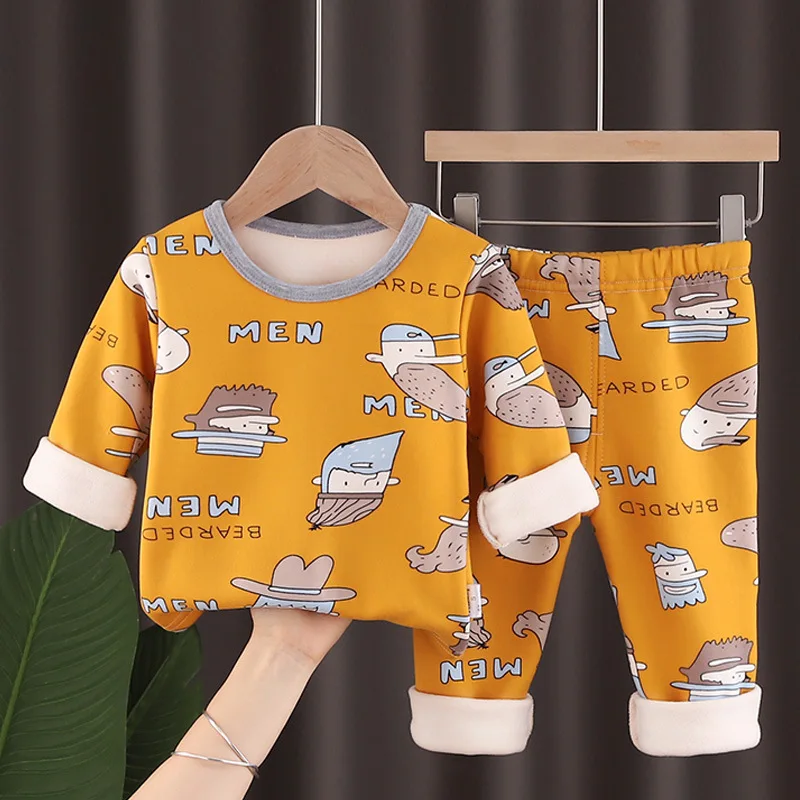 

Children Clothing Baby Girls Clothes Autumn Boys Keep Warm Clothes Printed Long Sleeves + Pant Suit Kids Homewear Clothing Set