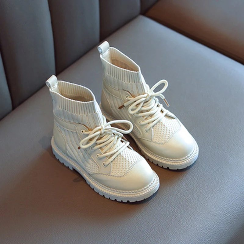 Новинка Осенние детские Ботинки Martin Детские носки Ботильоны Брендовая черная