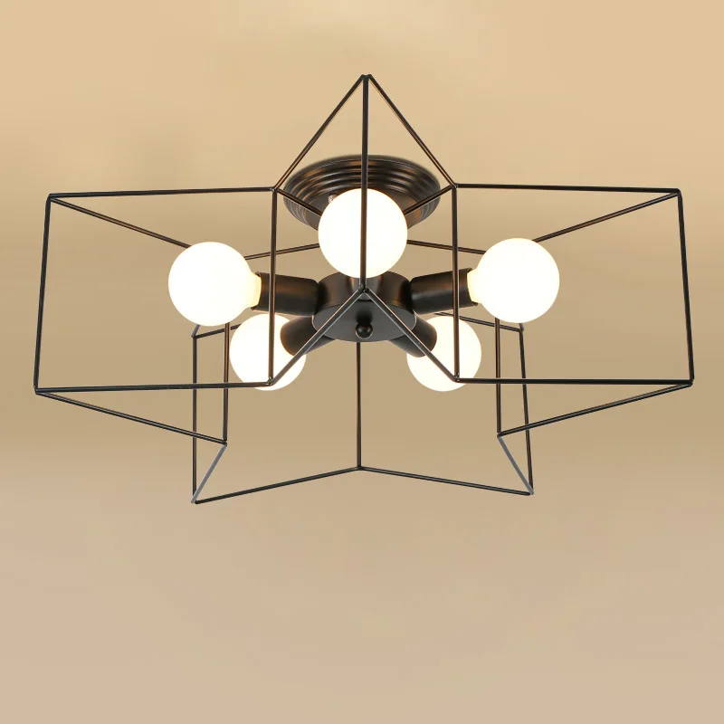 

Retro E27 American Style Black Led Ceiling Chandelier Light Lusters Lamp for Loft Kitchen Living Room Bedroom Hallway Corridor