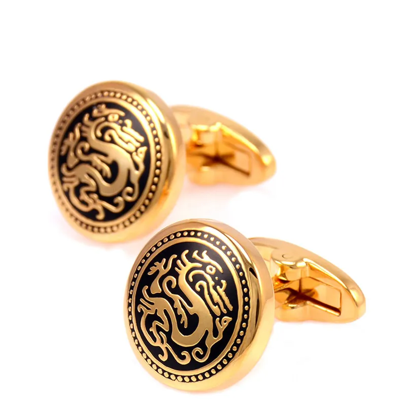 French Shirt Cufflink For Mens Brand Chinese Dragon Cuff Link Luxury Wedding Button Gold High Quality Free Shipping | Украшения и