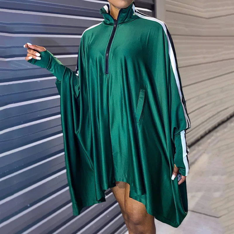 

Tenue Sexy Vestido Manga Longa Femenino Fashion Stitching Bat Sleeve Loose Dresses For Women Vestidos Mujer Verano 2021