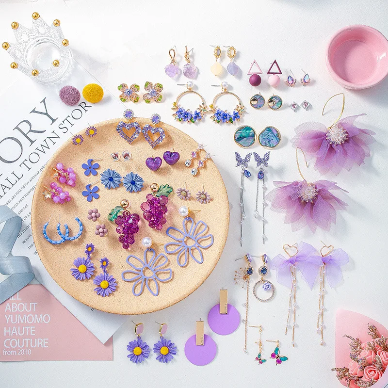 Pendientes серьга милый не вызывает аллергию Ювелирная коллекция нового фиолетового