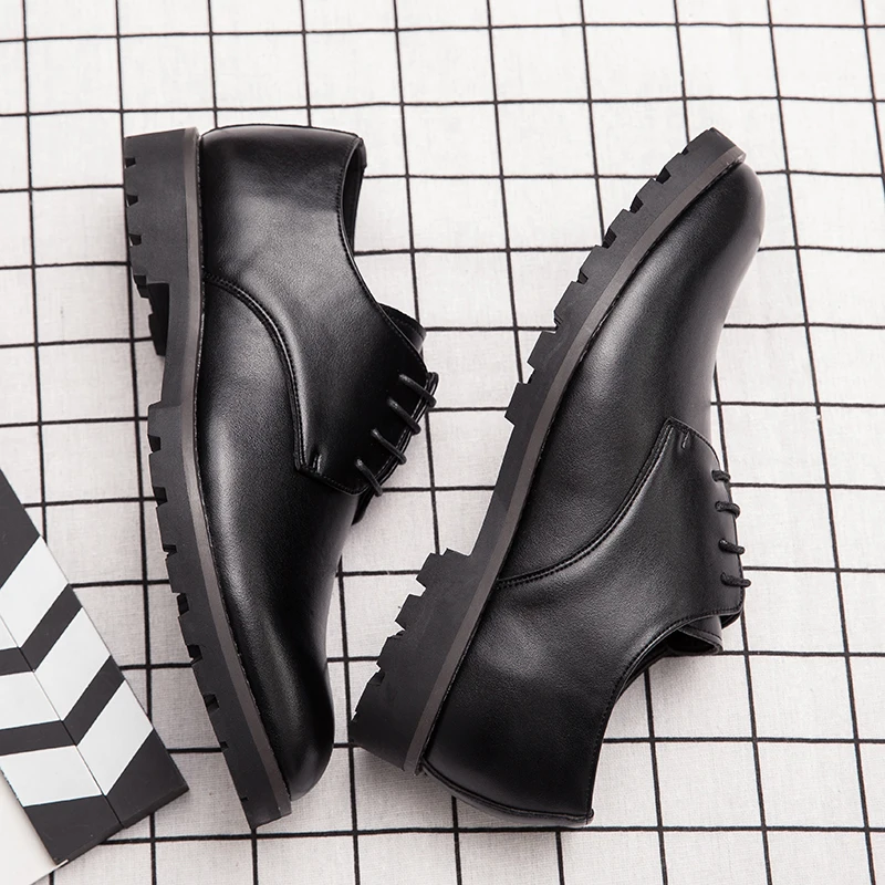 Туфли-оксфорды мужские кожаные с острым носком на шнуровке Осень-зима