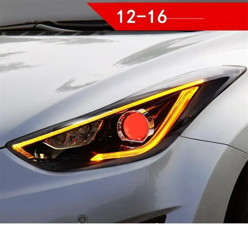 Drl Automovil автозапчасти Cob Стайлинг светодиодные дневные ходовые боковые поворотники фары автомобильные фары в сборе для hyundai Elantra