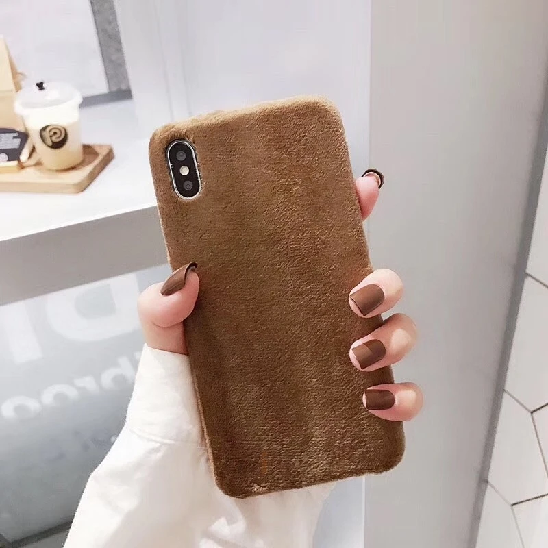 coffee Роскошный плюш Мягкий ТПУ чехол для телефона huawei honor 8x 9x pro 7a 7c 7s view 20 10 9 8 pro осень зима теплый ворс задняя крышка - Цвет: coffee