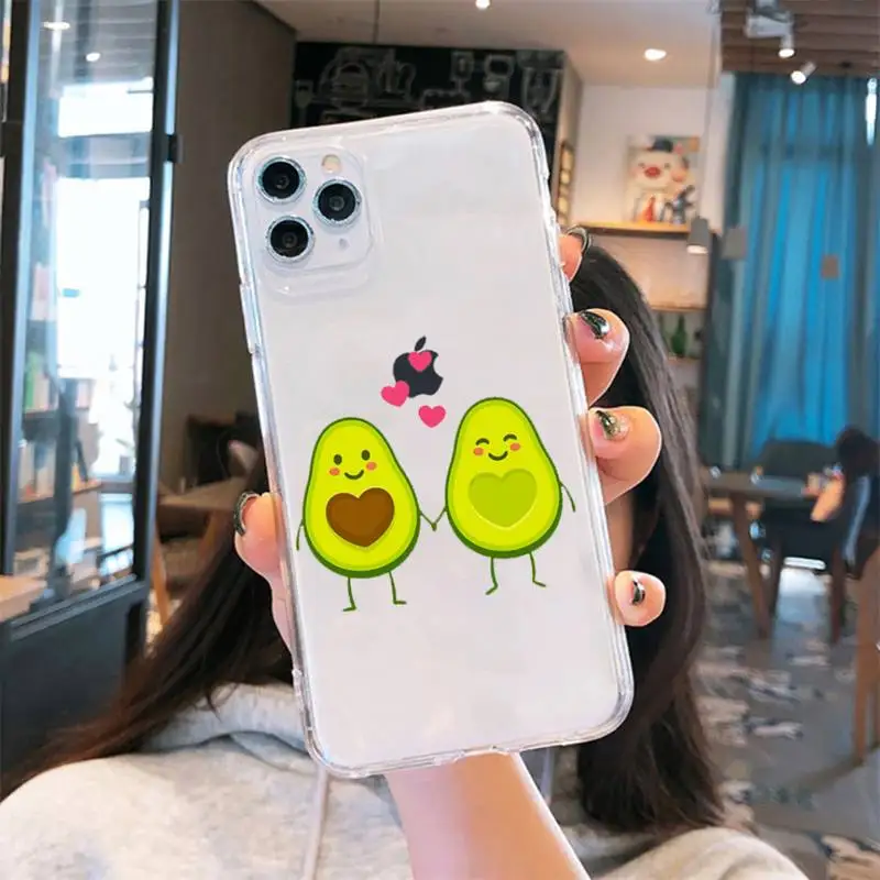 

Cartoon Cute Avocado Phone Case Transparent soft For iphone 5 5s 5c se 6 6s 7 8 11 12 plus mini x xs xr pro max