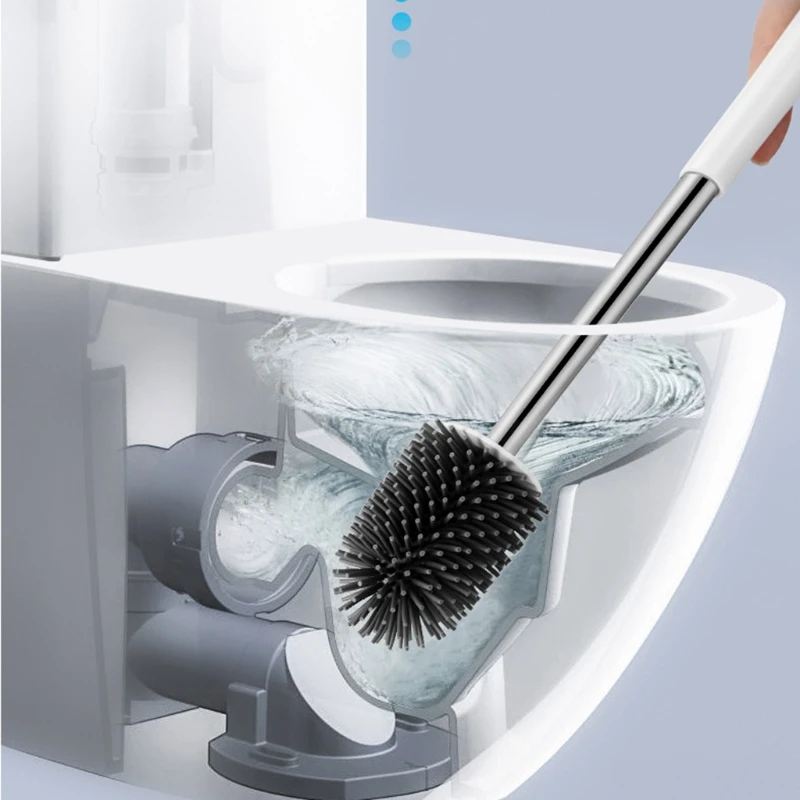 

Toilet Brush with Holder Good Grip Anti-Drip No Dead Ends Decontamination Soft Wool Square Bottom