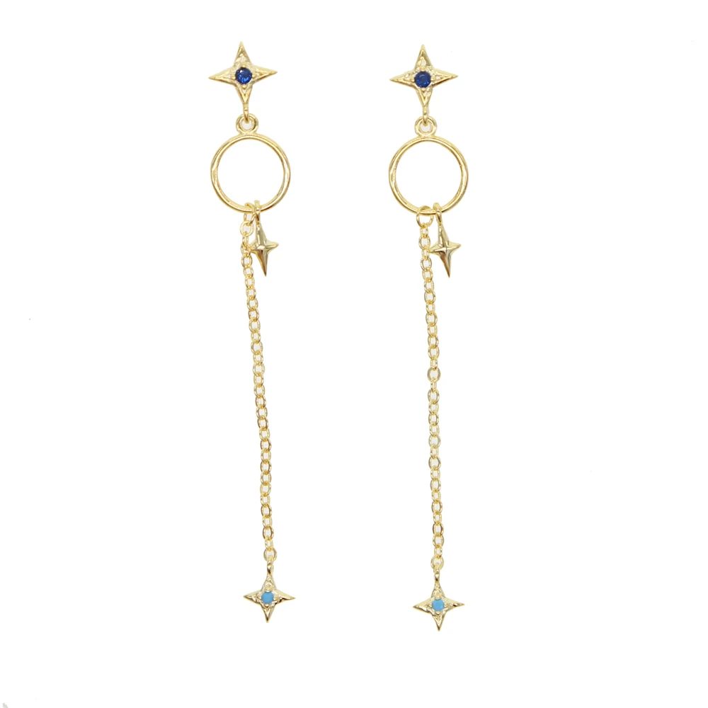 Простой полый круг звезда элегантные серьги длинной кисточкой для женщин