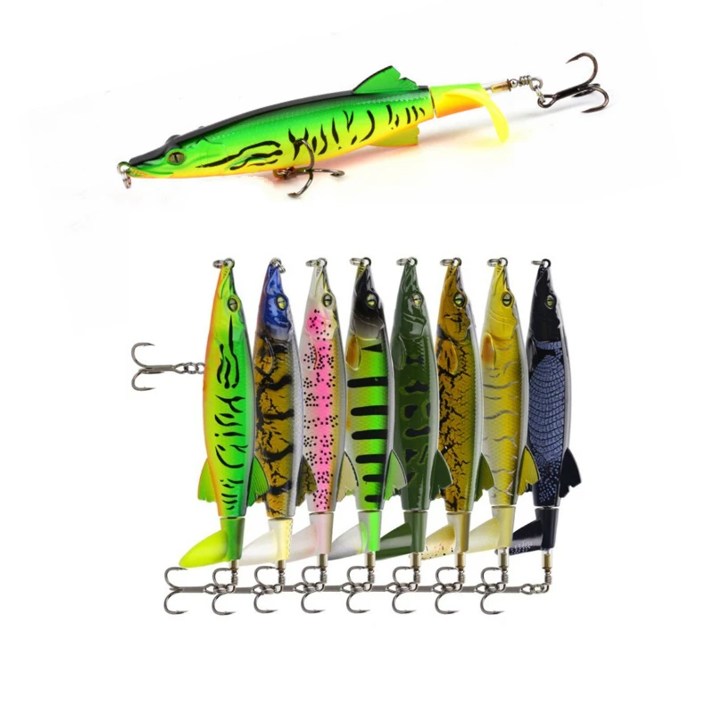 

2020 New 3D Eyes Pencil Fishing Lure 12.4cm 16g With 6# Treble Hooks Floating Swimbait ABS Hard Bait for Bass Pencil Lure Tackle