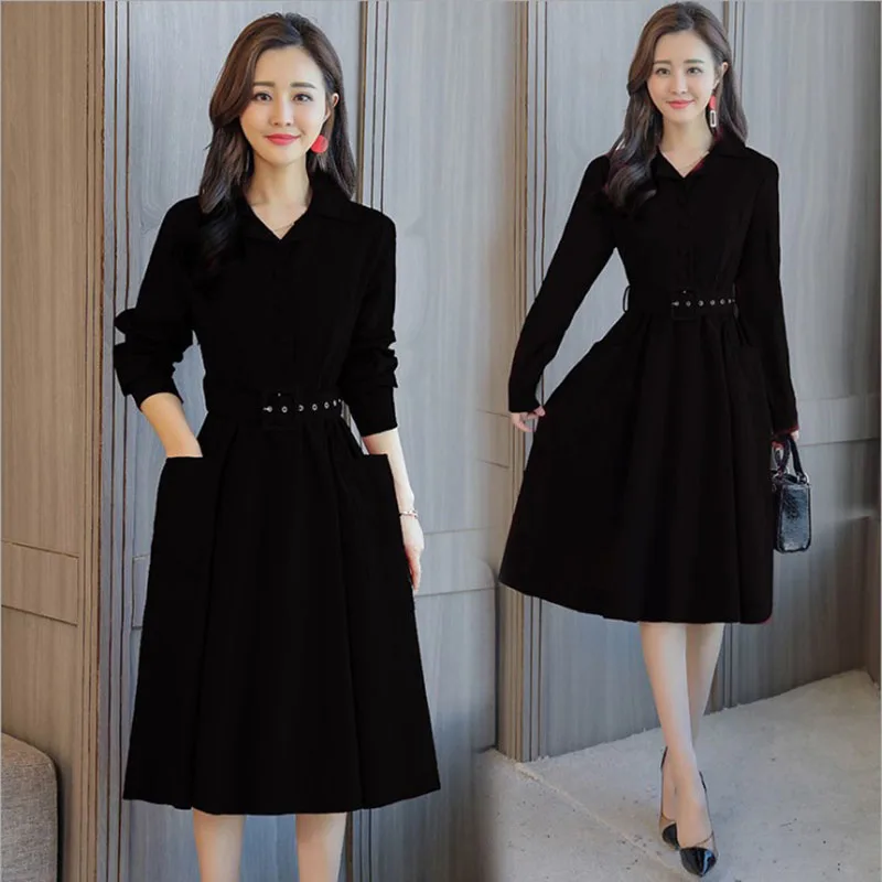 2019 осеннее Новое Женское Повседневное платье с длинными рукавами Темперамент