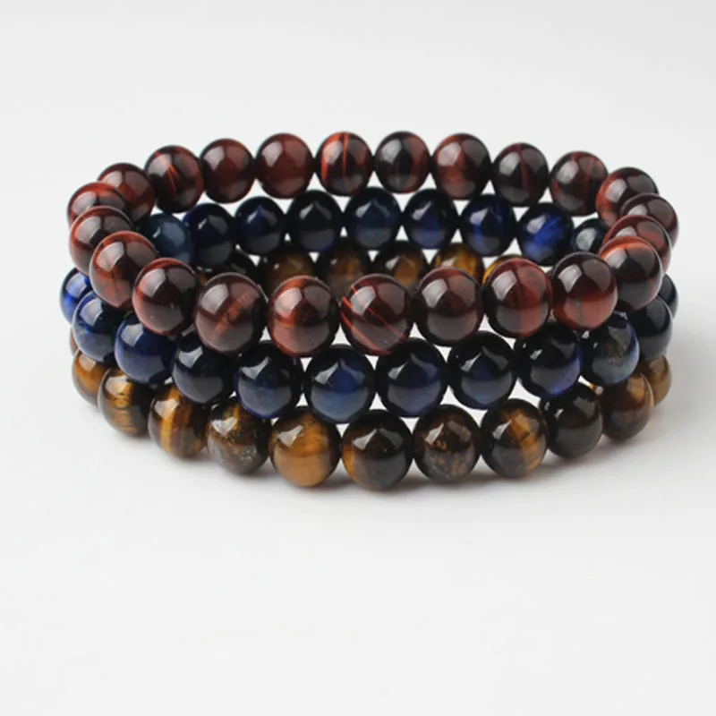 LanLi 8 мм натуральный ювелирный браслет желтый и красный тигровый глаз Лазурит