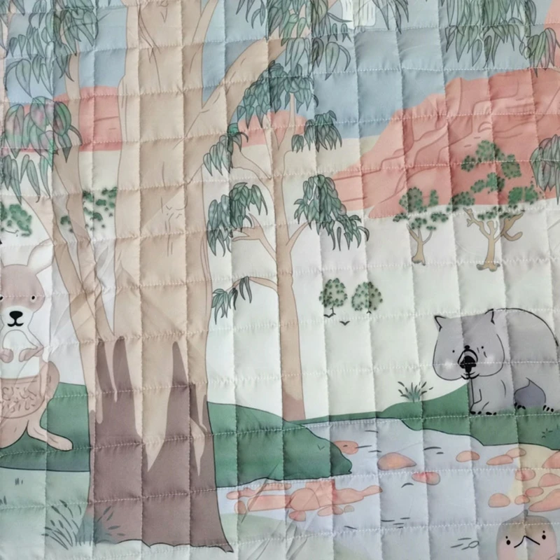 

85DE Baby Play Cushion Mat Crawling Carpet Kids Room Floor Rug Round Cartoon Animal Forest Printed Game Pad Playmat Children