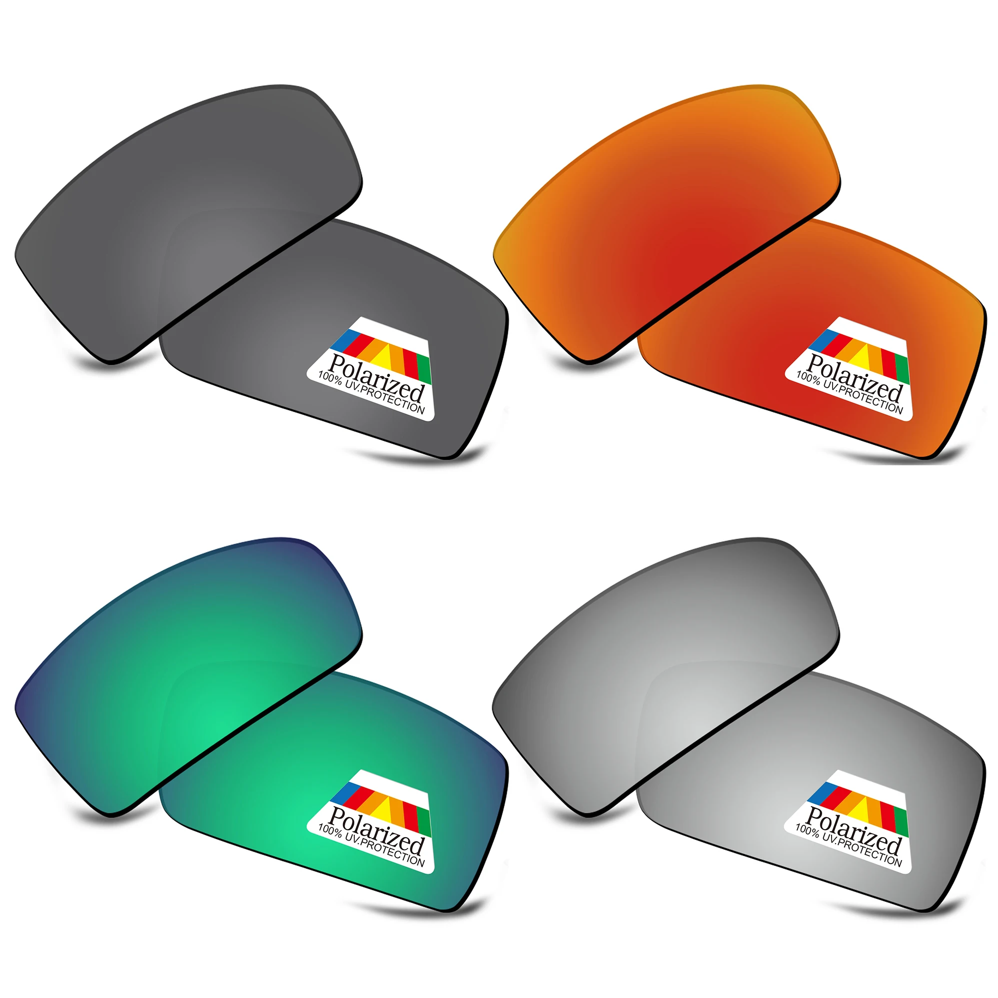 Bwake 4 Pairs Black & Silver & Green & Fire Red Polarized Replacement Lenses for-Oakley Eyepatch 2 OO9136 Sunglasses Frame