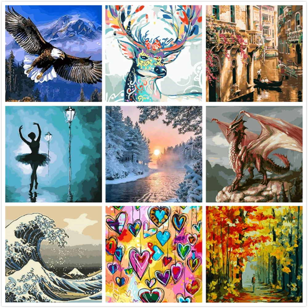 

Incandescence DIY Painting By Numbers Landscape Tree Oil Painting Home Decor HandPainted Canvas Drawing Gift