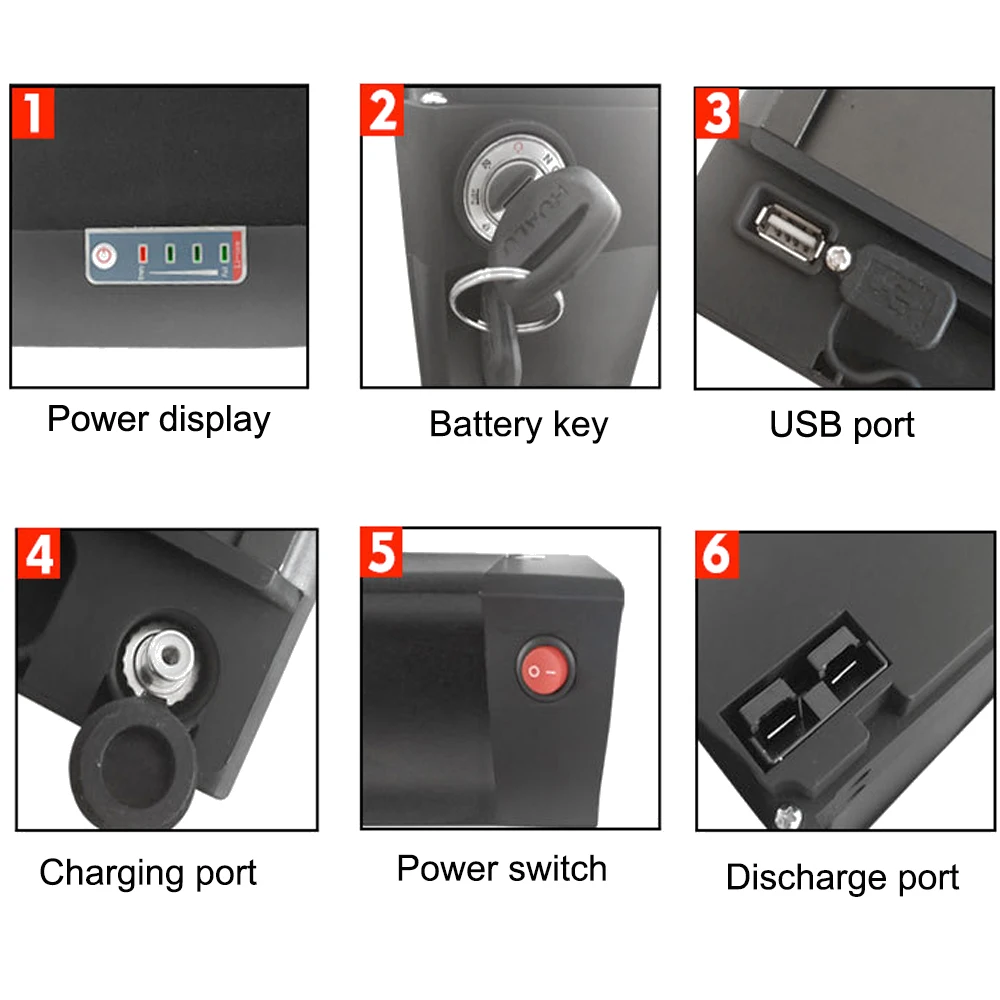 Задняя стойка Электрический аккумулятор для электровелосипеда литий-ионный 48 В