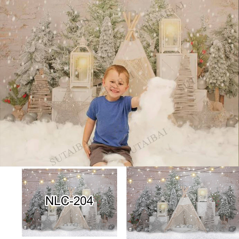 Winter Christmas Backdrop Girl Portrait Photography Kids Photocall Forest Toys Gifts Tent  Photo Props Child Photostudio Props