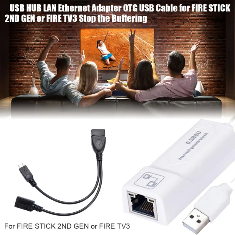

USB LAN Ethernet Adapter Reduce Buffering For 2nd Generation Fire TV Stick Plug And Play TV Sticks Dropshipping