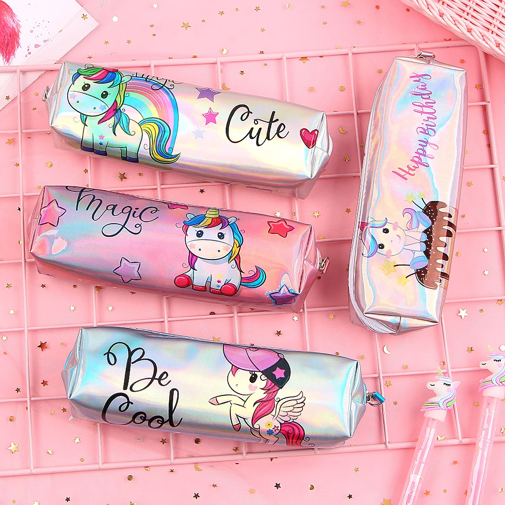 Unicorn Pencil Case Holographic Laser Pen Bag For Girl Boys Student Large Capacity Waterproof Box School Supply Stationery|Пеналы| |
