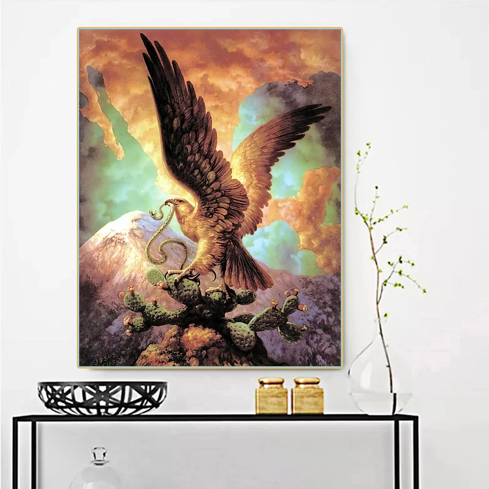 Citon Jesus Helguera《Eagle and snake》Canvas Oil Painting World Famous Artwork Poster Picture Wall Decor Modern Home Decoration | Дом и сад