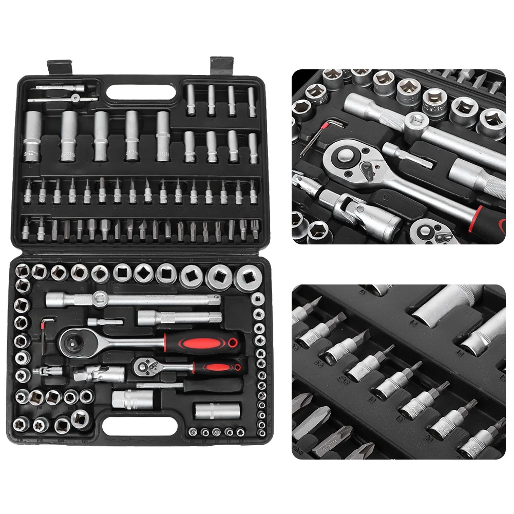 

108pcs Socket Wrench Set Car Repair Tool Set 1/2in 1/4in Socket Sleeve Wrench Combination Set Ratchet Spanners Wrench