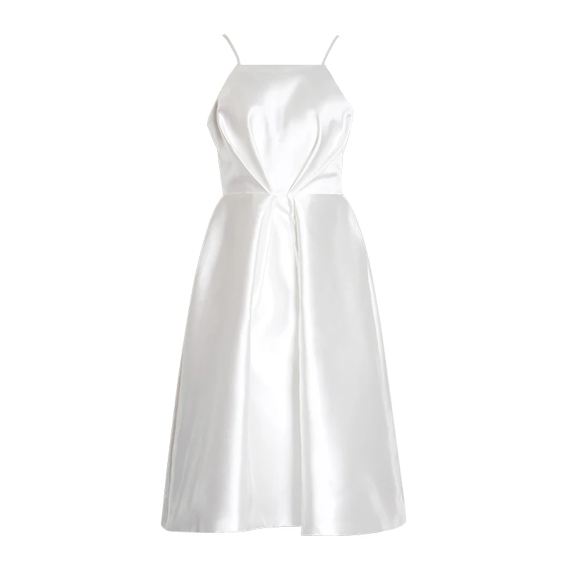 VGH летнее однотонное Сексуальное женское платье без рукавов с открытыми плечами